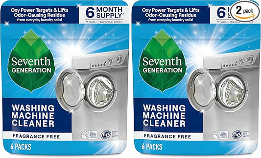 Seventh Generation Washing Machine Cleaner 6 Count Free & Clear Targets Odor-Causing Residue Powered by Oxy Power 4.2 oz (Pack of 2)