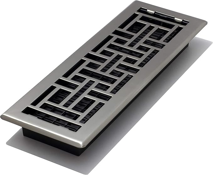 Decor Grates AJH414-NKL 4-Inch by 14-Inch Oriental Floor Register, Brushed Nickel