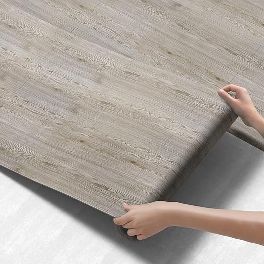 3D Peel and Stick Vinyl Floor Tile Roll Wood Plank Sticker 23"x393"/64 Sq.Ft, for Home Apartment Room Self Adhesive Easy DIY Removable Waterproof Thicken Floor Covering Dark Wood