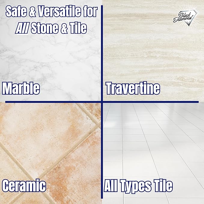 Black Diamond Stoneworks Ultimate Grout Cleaner with Brush + Marble & Tile Cleaner (2-Pack) – Safe for Natural Stone, Acid Free Deep Cleans Grout, Restores Shine to Marble, Granite, Travertine & Tile