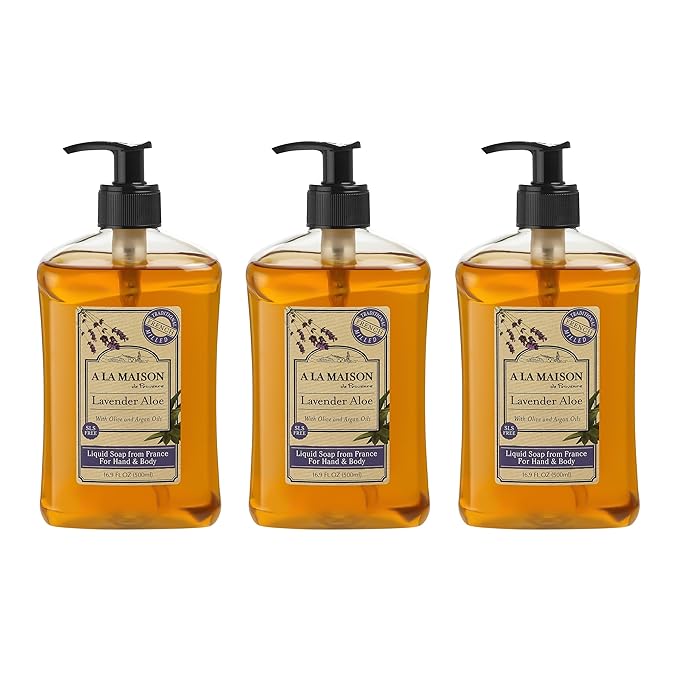A La Maison de Provence Liquid Soap, Lavender Aloe, 16.9 Fl Oz (Pack of 3)