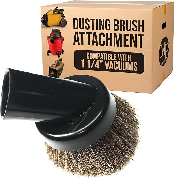 MP Maresh Products Household Cleaning Vacuum Brush Attachment - Horse Hair Vacuum Cleaner Accessories, Soft, Dust Floor Brush, Compatible with Shop Vac 1-1/4" Vacuum Cleaners for Hard Surfaces - Black