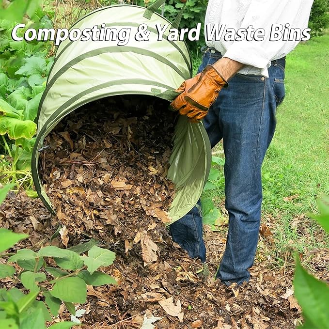 YUDI & GARDEN 45 Gallon Hard Bottom Collapsible Garden Bag, Collapsible Trash Can for Collecting Weeds or Leaf or Party and Yard Waste
