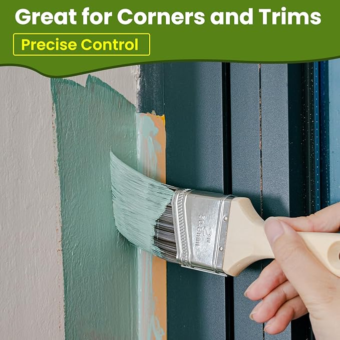Paint Brushes, 2 Inch, Angled Brushes with Short Handle, 3 Pack, Shortcut Paintbrush for Paints and Stains, Small Paint Brushes for Walls, Furniture, Cabinets and Home Improvement
