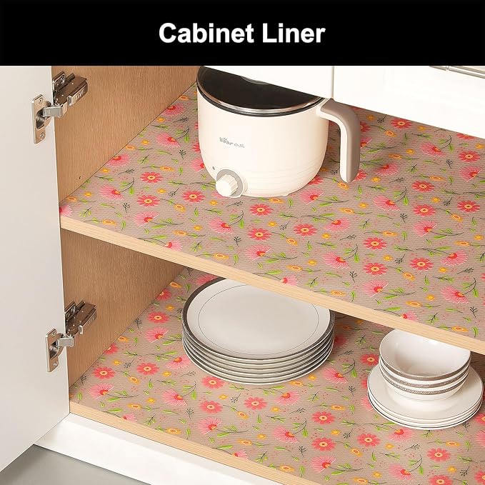 Cooyes Shelf Liner – Premium Non-Adhesive Cabinet & Drawer Liner for Kitchen – Waterproof Shelf Paper with Modern Pattern – Durable EVA Cabinet Mat – Easy to Cut （24" W x 240" L）