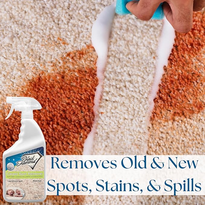 Black Diamond Stoneworks carpet and upholstery cleaner: this fast acting deep cleaning spot and stain remover spray also works great on rugs, couches, and car seats.(1-Quart)