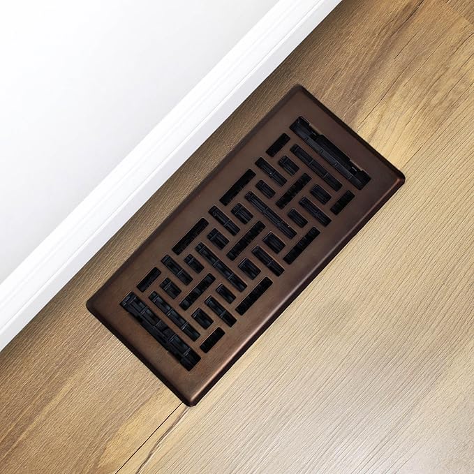 Decor Grates (4-Pack) AJH410-RB Oriental Floor Register, 4x10 Inches, Rubbed Bronze Finish