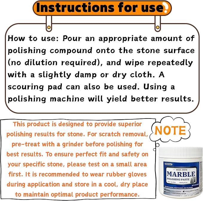 Marble Polishing Paste, Granite Cleaner Countertop, Marble Polish - Professional Polish Compound for Granite, Marble, Quartz & Stone | Restores Shine, Removes Scratches & Etch (10.OZ)