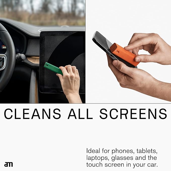 am Screen Cleaner Mist Spray with Microfiber Cloth Around – Alcohol-Free, Streak-Free Screen Cleaning Kit for Smartphones, Tablets, Laptops, Smart TVs & Car Screens, 3 Pack, Green