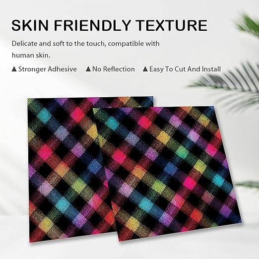 Nuxovilar Peel and Stick Vinyl Floor Tiles - 12x12 Inch Colorful Plaid Pattern, 10 Pcs Self-Adhesive Flooring for Easy Installation