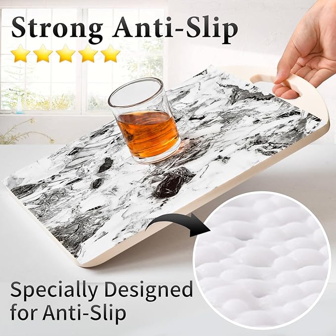 Drawer and Shelf Liner for Kitchen Cabinet: 23.6 in X 20 Ft Non Slip Waterproof Shelf Paper Non Adhesive Refrigerator Liners Grey and White Marble Easy Liners for Bathroom with Knife Tape Measure