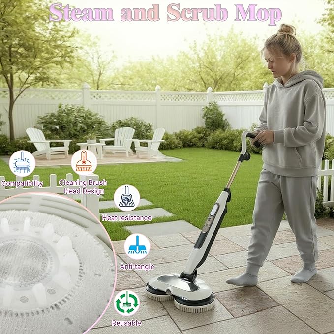 Steam Cleaner Mop Replacement Brush Heads for Shark steam and Scrub mop S7000 S7201 S7005 S7020 S7001C S7000AMZ S8001, Upgraded Scrubbing & Polishing Pads for Deep Cleaning Hard Floors, 2 Pack White