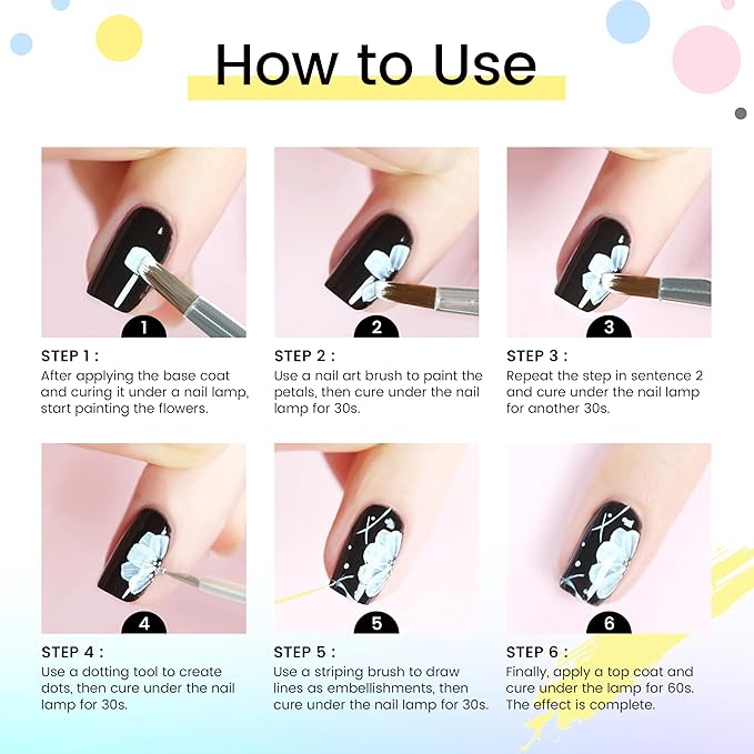 AIJIMEI 9pcs Nail Art Brushes Nail Tool Set, Nail Design Brushes Mixed Color Two-Way Nail Art Brushes, Point Pen Tool Nail Trimming Kit, Suitable For Home Salons.
