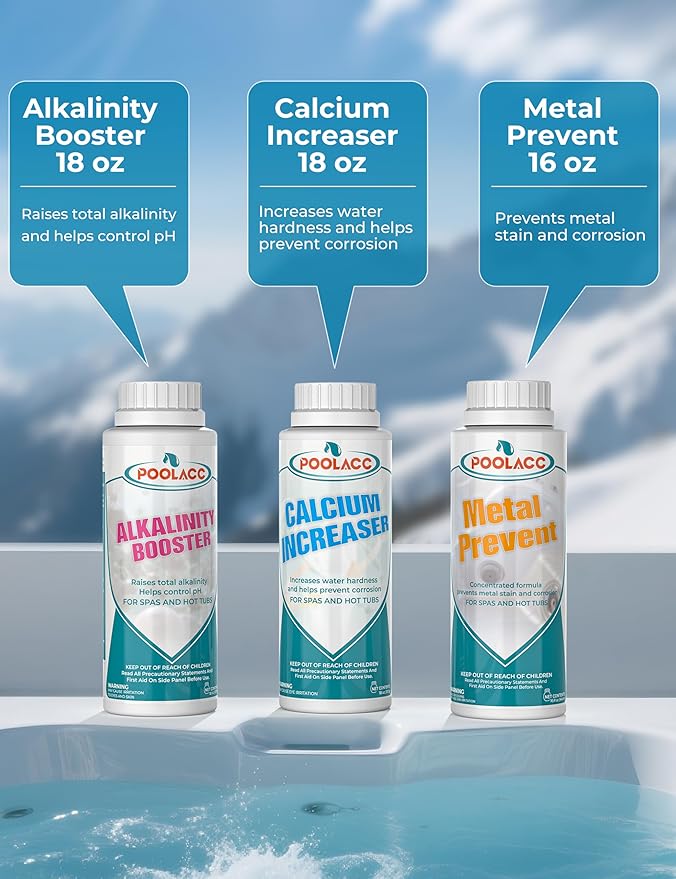 Bromine Hot Tub Starter Kit: Includes Extra-Capacity Chemicals, 50 Test Strips, Dispenser & Accessories | All-in-One Spa Maintenance Set