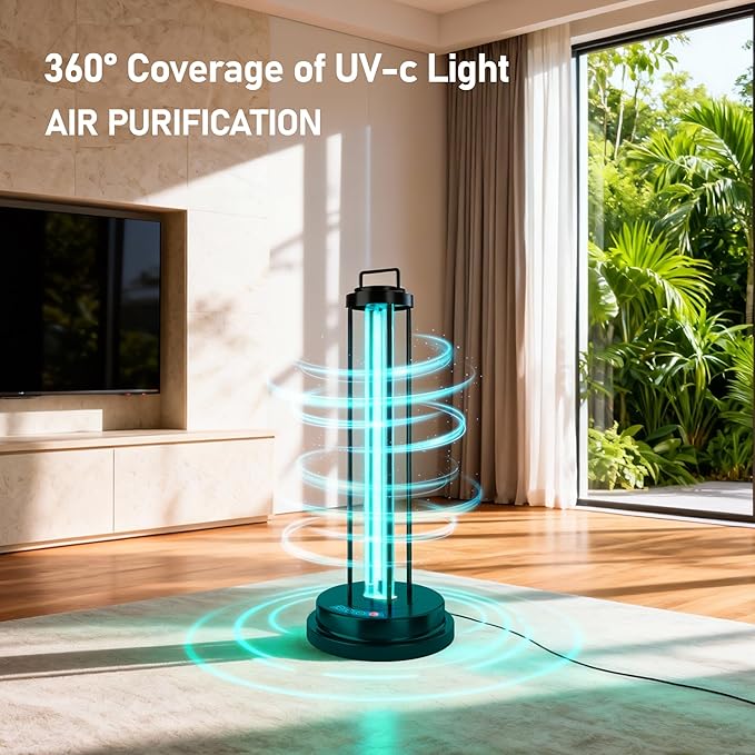 40W UV Light Sanitizer Ultraviolet Ozone Sanitizer Lamp with 3 Speed Timings for Household Office Hotel Spa Basement Laundry Room