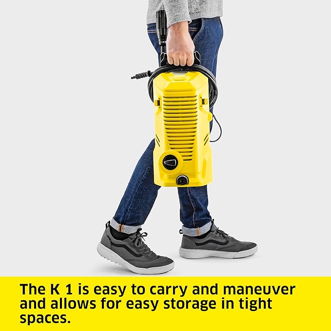 Kärcher Pressure Washer K 1, Max 1.45 GPM, 1700 PSI, Trigger Spray Gun & Vario Power Spray Wand - for Cars, Bikes, Deck, Driveways, Siding, Patios