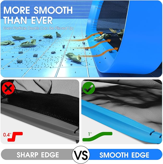 Upgraded Full Double Layer Pool Net Rake,17.5'' - Outer Heavy Duty Self-Repair Net & Inner Fine Mesh Net for Particle Debris, Above Ground & In-ground Swimming Pools, No Poles