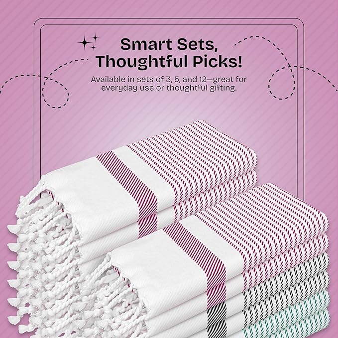 Multi Color Kitchen Towels 16x26 Inch, 3 Pack, 100% Cotton, Ultra Absorbent, Fast Dry, Machine Washable, Drying Dishes, Cleaning, Everyday Use - Burgundy, Black, Green
