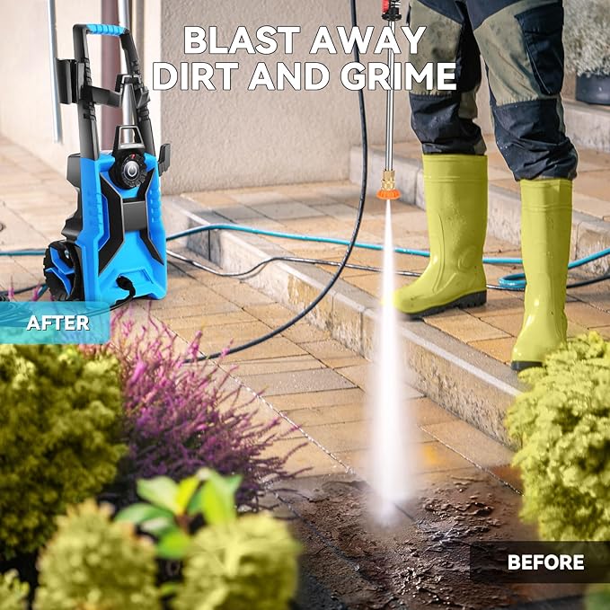 5000 PSI Adjustable Electric Pressure Washer, 2025 New Power Washer Pressure Adjustable (2500PSI-5000PSI) with 33ft Pressure Hose, 4 Nozzle and Detergent Tank for Cars, Upgraded 7050