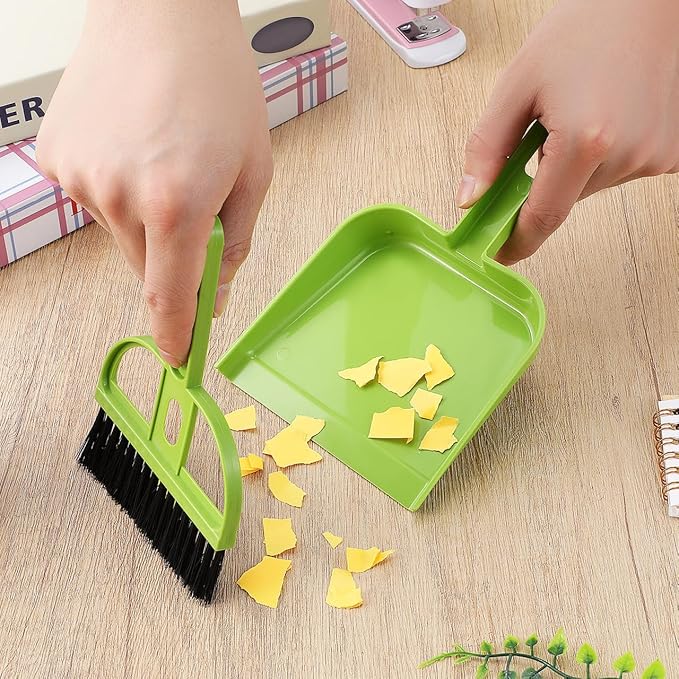 Healifty 12 Sets Dustpan Hand Broom and Shovel Small Broom and Dustpan Set for Desk Keyboard Pet - Portable Desktop Sweep Tools