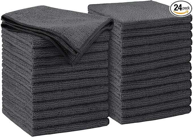 AIDEA Microfiber Cleaning Cloth Grey 24PK, Microfiber Towels for Cars, Premium Car Cloths, Dusting Cloth Lint Free Cleaning Rags for SUVs, House, Kitchen, Window, Workshops,11.5×11.5"