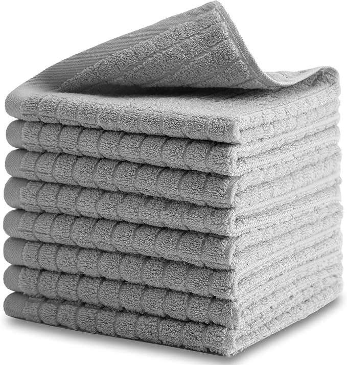 100% Cotton Kitchen Dish Cloths Set (8 Pack) – 13 x 13 Inches Ultra Soft Absorbent Dish Towels for Washing Dishes Scrubbing Dish Cloths Sets
