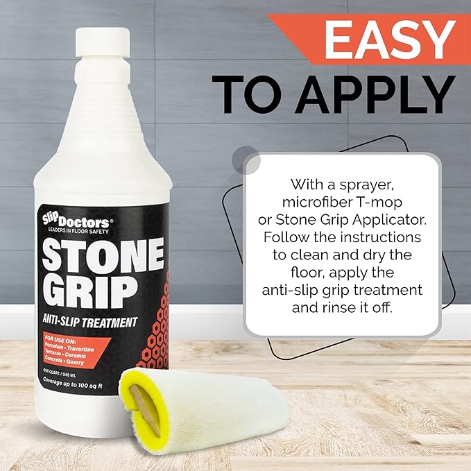 Stone Grip Industrial (Gallon) Non-Slip Floor Treatment for Tile and Stone to Prevent Slippery Floors. Indoor/Outdoor, Residential/Commercial, Works in Minutes for Increased Traction