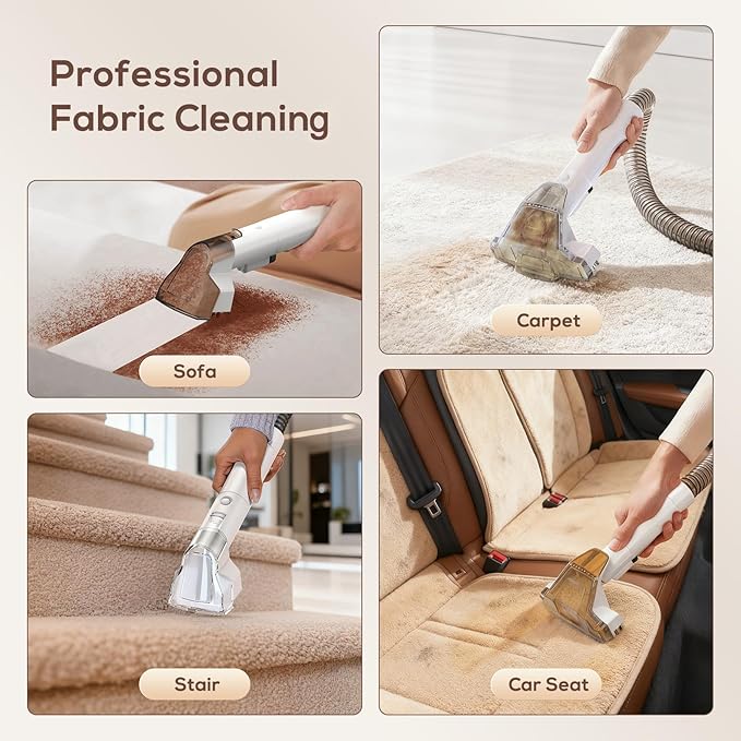 Ailltopd Portable Carpet & Upholstery Spot Cleaner, 15Kpa Powerful Suction & Couch Cleaner, Deep Cleaning for Carpet, Car, Pets, Stairs, Furniture, Self Cleaning System and Cleaner Solution