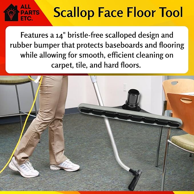Static-Dissipating Vacuum Hose & Scallop Face Floor Tool Kit Fits 1-1/2” Backpack Vacuums with S-Wand Compatible with ProTeam, GV, Sanitaire, Carpet Pro (Color is Gray Or Black)