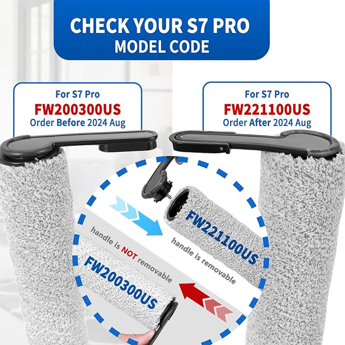 keluke Only Floor One S7 Pro【for S7 Pro Order After 2024 Aug】 Replacement Roller Brushes & Filters Compatible with Tineco Floor One S7 Pro Cordless Vacuum Cleaner, 2 Brush Rollers 2 HEPA Filters