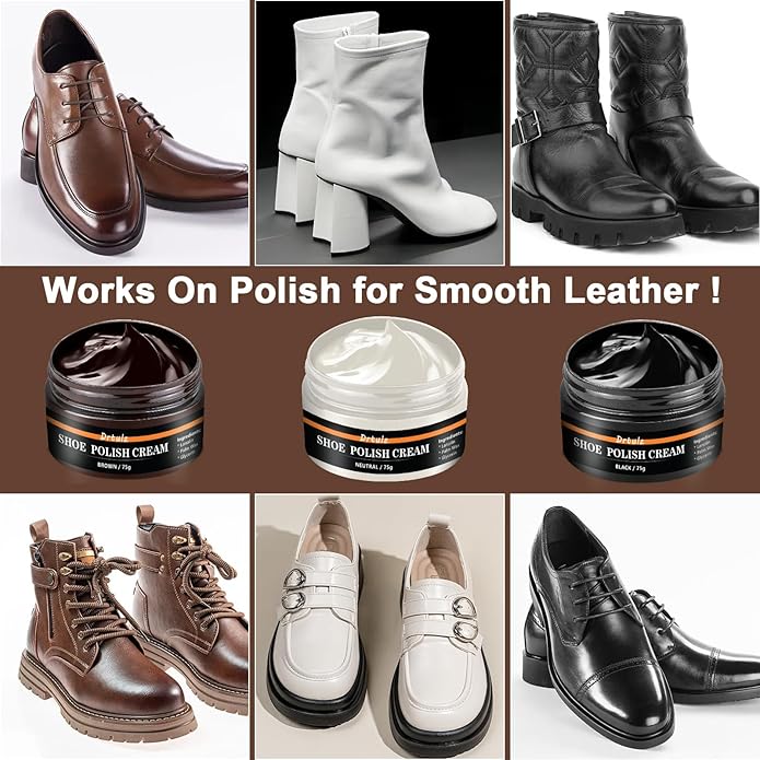 15Pcs Shoe Care Kit with Men & Women, Shoe Polish Brush Black Brown Neutral Oil Gentle Care for Shoes, Leather Boots Care, Shoe Cleaning Kit for Shine