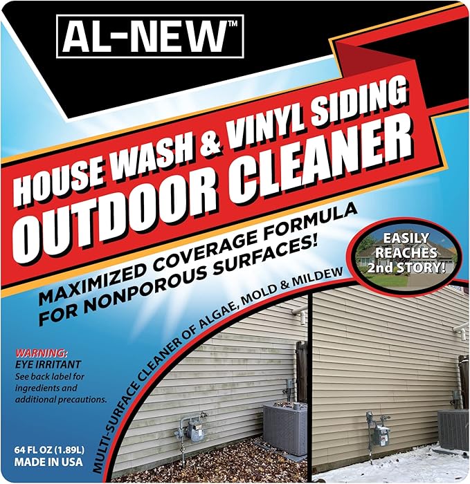 AL-NEW Outdoor Cleaner | Versatile Outdoor Cleaner 64oz Hose End Sprayer (Pack of 2) (House Wash & Vinyl Siding Outdoor Cleaner)
