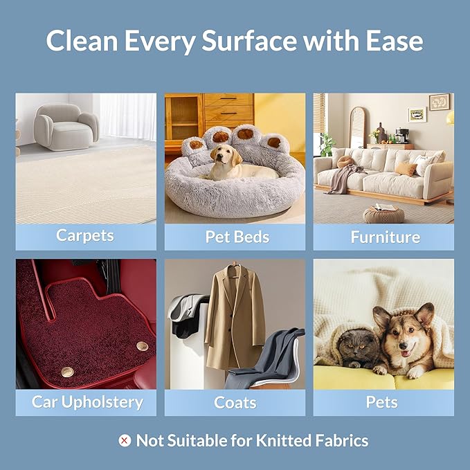 Pet Hair Removal Tool Kit-Max and Pro-by LINTPLUS Cat Hair Remover,Dog Hair Remover and Carpet Rake-Easy Pet Hair Remover for Carpeted Stairs & Rugs-Gets Every Hair!