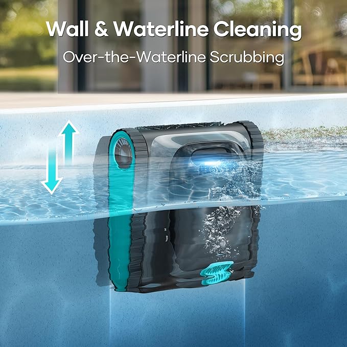 (2025 Upgrade) Aiper Scuba S1 Robotic Pool Cleaner, Wall & Waterline Cleaning, Double Filtration, Extended 180-Min Battery Life, Smart Navigation, App Support, OTA Upgrade (Renewed)