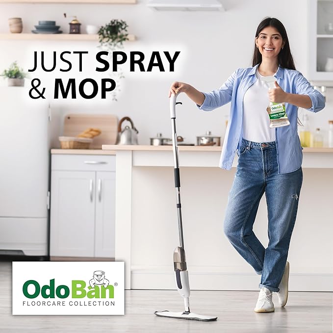 OdoBan Ready-to-Use Luxury Vinyl Floor Cleaner, Streak Free and Neutral PH Formula, Made in the USA, Scentless, 32 Oz Spray 4-Pack