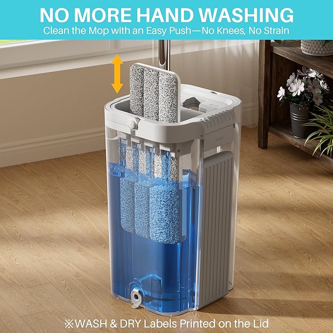 JOYMOOP 8L Large Capacity Flat Mop System with Extension Handle, Ideal for Floor, Window, and Wall Cleaning - Includes 3 Washable Microfiber Pads for Wet and Dry Use