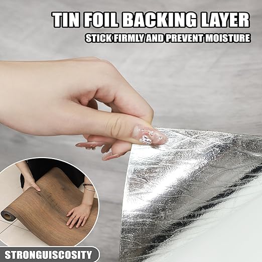 Luxury Thicken Wood Grain Peel and Stick Floor Tiles Self-Adhesive Vinyl Flooring Roll-DIY Easy for Wall and Floor,Hard Surface/Waterproof/Anti Slip (Light Gray Vinyl Flooring, 17.72 "W x 393.7" L)