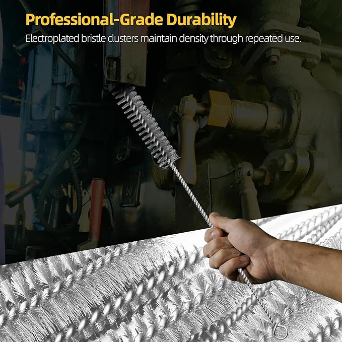 7Pcs Wire Tube Brushes Set,Stainless Steel Bottle Brush ,12" Long Wire Bore Brushes for Deep Cleaning Pipes,Tubes,Narrow Spaces, Engine Parts, Home Brew(1/4"-1" Sizes)