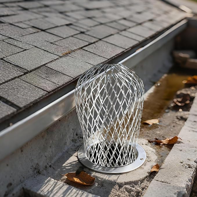 6 Pack Gutter Downspout Guards, OLULU Aluminum Leaf Filter,Gutter Downspout Screen Protector for Outdoor Rain System