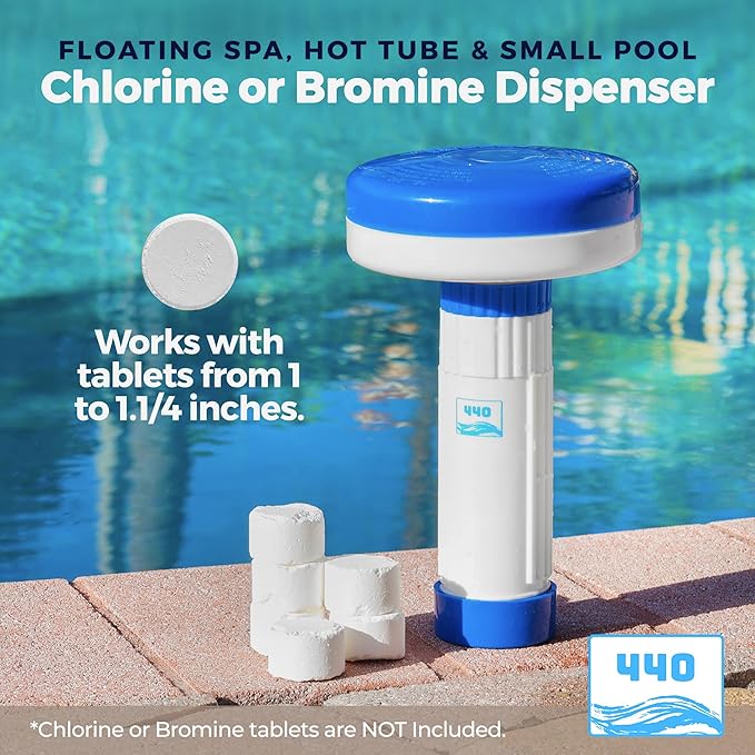 440 Mini Premium Floater Dispenser for Spa, Hot Tub and Small Pools for 1 Inch Chlorine or Bromine Tablets. (Tablets NOT Included) Adjustable Chemical Float from 0 to 13 Flow Control (Pack of 24)