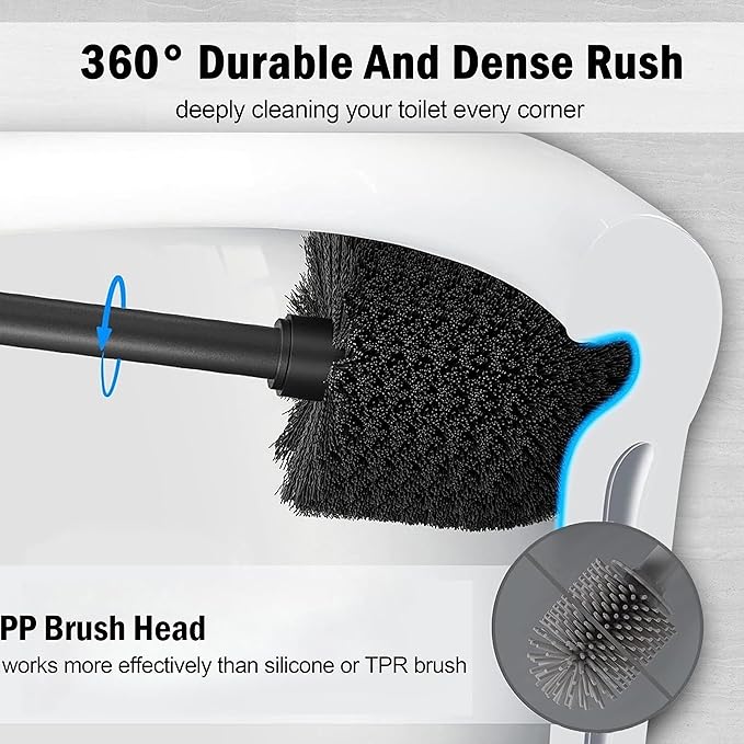 Chrome Silver Metal Toilet Bowl Brush with Handle Lid Holder, Durable Bathroom Cleaning Tool for Easy Toilet Maintenance, Bathroom Toilet Brush for Efficient Cleaning and Hygiene
