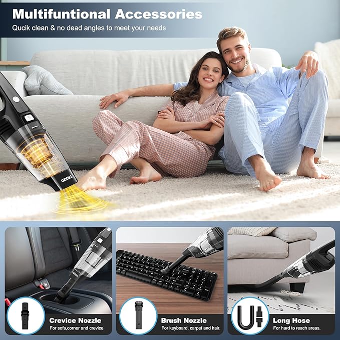Handheld Vacuum Cordless, 14500PA Powerful Suction Hand Held Vacuum Cleaner with Brushless Motor, Rechargeable and Portable Car Vacuum for Home Office Car Pet