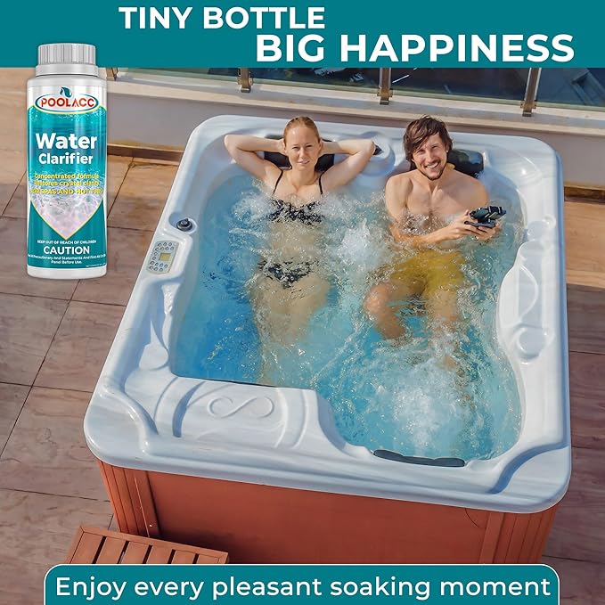Water Clarifier for Spa Hot Tub or Pool- Clears Cloudy Water, Improves Filter Efficiency, Keeps pH Balanced - Highly Concentrated Chemical Water Clarifier for All Spas, Hot Tubs & Pools -32 oz