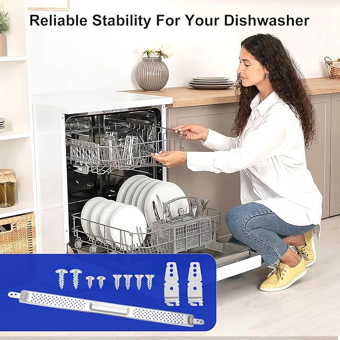W10426979 24" Dishwasher Mounting Bracket Kit Fit for Whirlpool KitchenAid Maytag 24" Wide Dishwasher for Granite Quartz Stone Countertops Replaces AP5607641, 231179, AH3632890, EA3632890 PS3632890