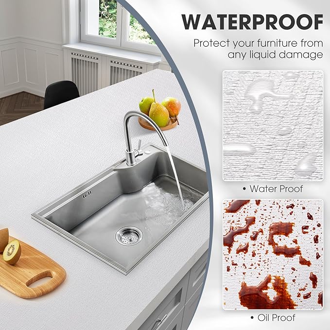 Drawer and Shelf Liner, Non-Slip Kitchen Cabinet Liners Non-Adhesive Thick Strong Grip Waterproof Washable Mats Protect Dresser Shelves Cupboard Bathroom Cabinets, White, 20 in X 10 FT