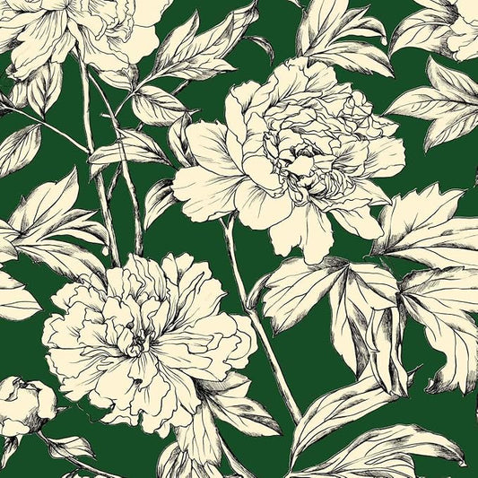 Peel and Stick Wallpaper Contact Paper for Cabinets Drawers Green Beige Floral Flower Vintage Design 17.5x118in Self Adhesive Wall Removable Desk Bedroom Moody Renter Friendly Modern