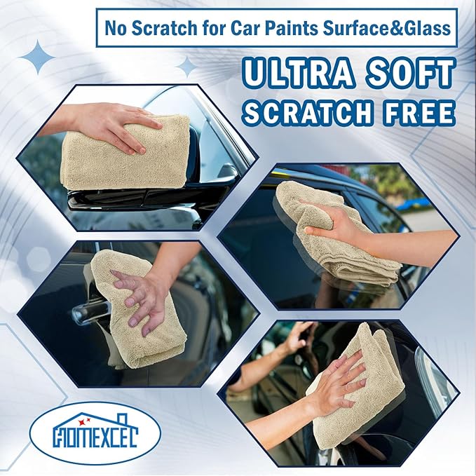 HOMEXCEL Professional Large Microfiber Car Drying Towels 2 Pack, Lint Free, Scratch Free, Highly Absorbent Drying Towel for Cars, SUVs, RVs, Trucks, and Boats,31" x 24",Brown