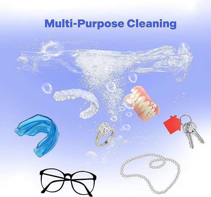Ultrasonic Retainer Cleaner Machine with UV Lights for Invisalign, Aligner, Night Guard, Denture, Whitening Tray, Mouth Guard and Toothbrush Head - Dental Ultrasonic Cleaning Pod