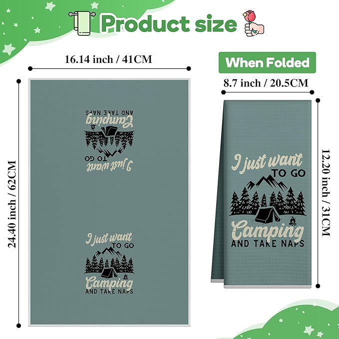 Camping Kitchen Towels Sets of 2,Go Camping Kitchen Decor,Housewarming Farmhouse Gifts,RV Kitchen Essentials,Camper Accessories for Inside,Funny Kitchen Gifts,Camper Dish Tea Towels