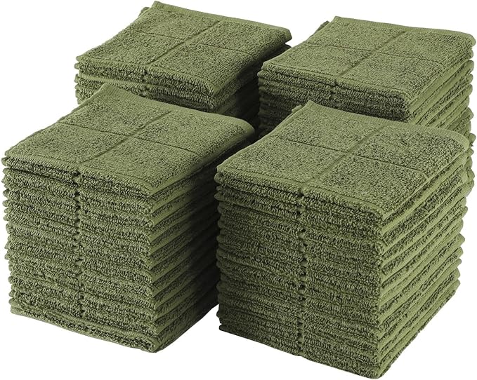 Glynniss Kitchen Dish Cloths Highly Absorbent Dish Rags 100% Cotton Wash Cloths for Washing Dishes (Green, 50)